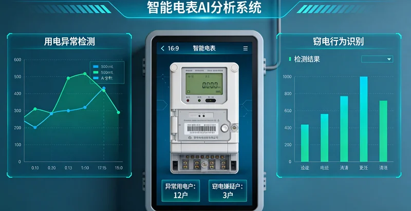 安装在测试设备配电柜上的智能电表及数据采集终端