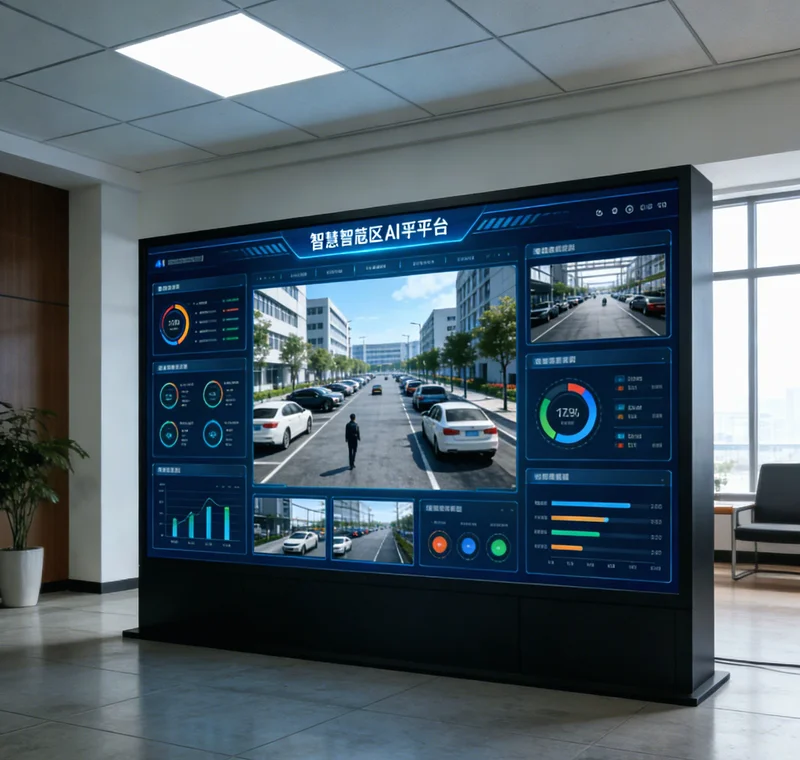 封装测试厂工程师在查看数据看板,讨论AI预测结果与实际生产的差异