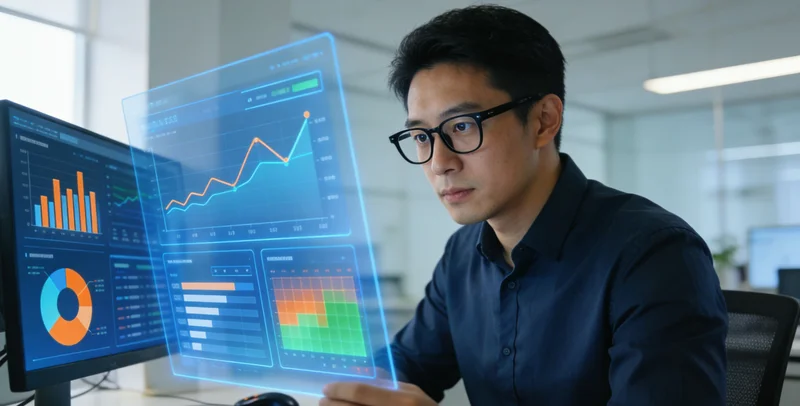 财产再保公司风控团队正在会议室讨论业务数据图表