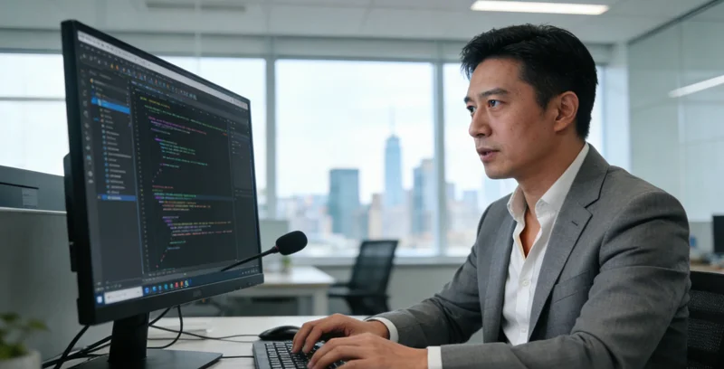 度假酒店前台员工面对多个电脑系统，表情困惑