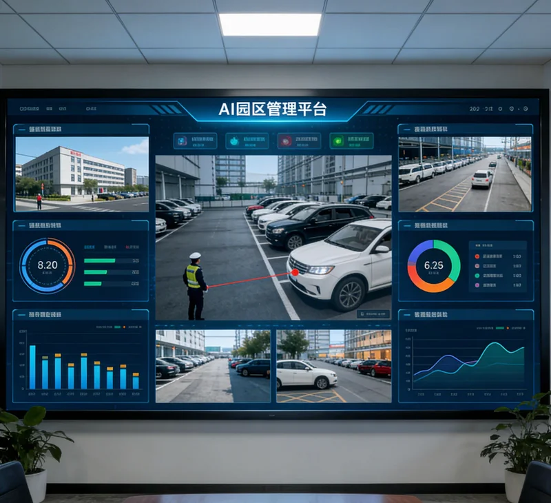 工业相机与光源系统正在自动检测一张酒店客房书桌的漆面