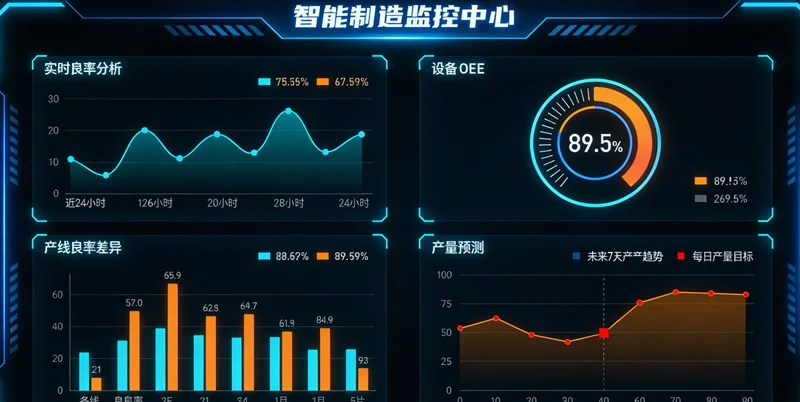 一个简化的AI需求预测系统界面,展示不同物料未来月份的需求预测曲线