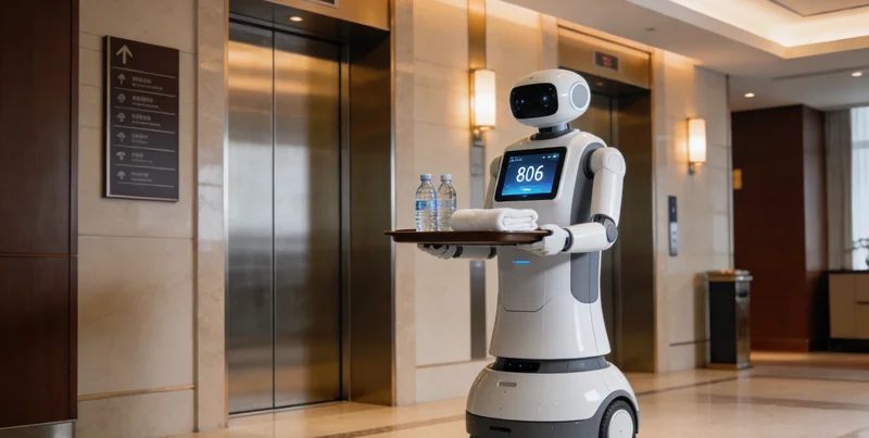 经济酒店前台在高峰期同时接电话和办理手续的忙碌场景