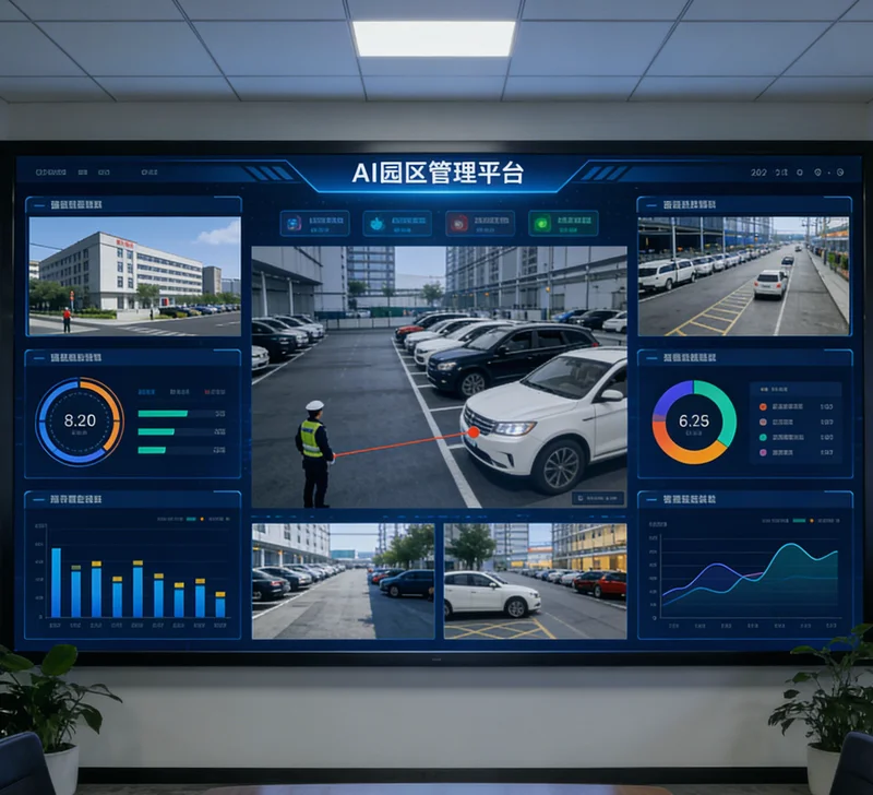 AI瓦斯监测系统可视化看板，显示多个监测点实时数据和趋势曲线