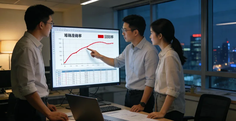 单张纸胶印机收纸部，工人正在检查套印规线