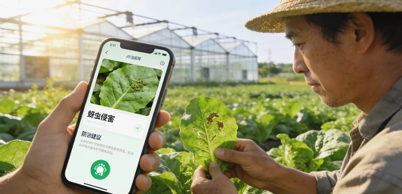 果园老板对比预估产量与实际挂果情况的焦虑场景