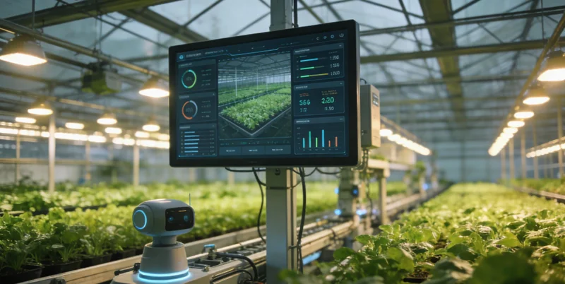 养殖场管理房内，工作人员正在查看温湿度等数据的监控屏幕