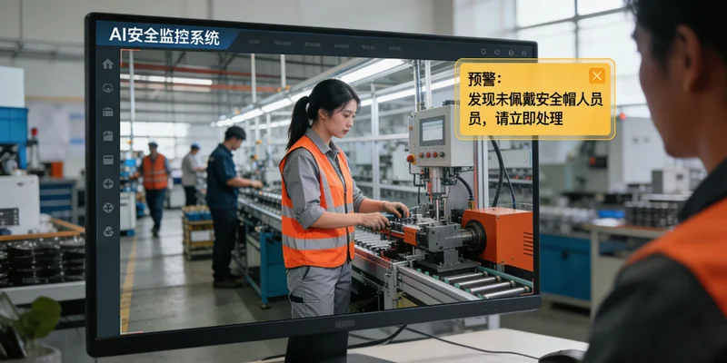 脱水蔬菜车间内,工人在流水线上作业,部分人员未正确佩戴安全帽