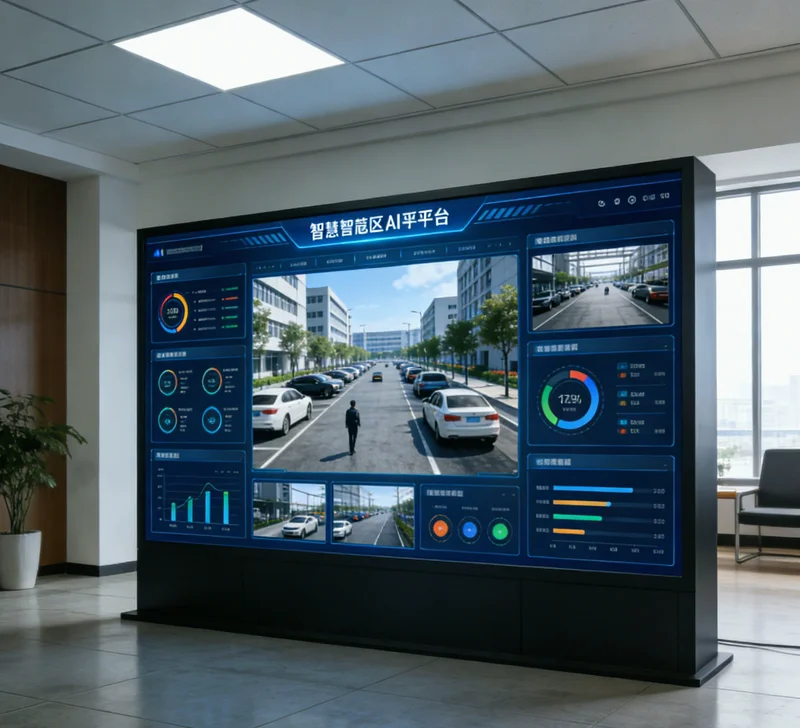 一个简洁的软件界面仪表盘，核心位置显示AI推荐的供应商方案和风险预警提示