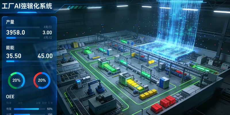 电脑屏幕上显示着光学仪器生产线的3D数字孪生仿真界面