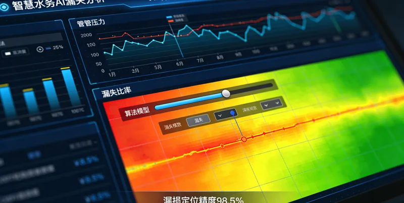 水厂中控室运行人员正在查看SCADA系统画面