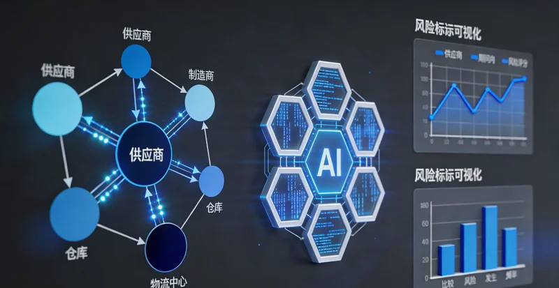 一张漫画风格图，左边是堆积如山的库存，右边是空荡荡的生产线和等料的工人，中间一个老板焦头烂额