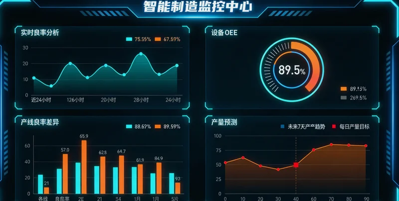 一个展示多台色谱仪实时功率与能耗数据的工厂监控大屏界面