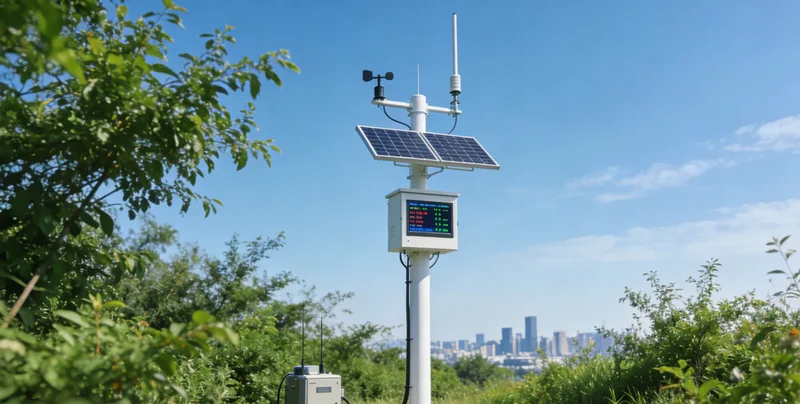 热成像相机下颜料车间设备温度分布示意图，高亮显示一处异常过热点