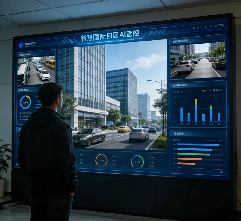 AI安全监控摄像头在工地现场的安装示意图