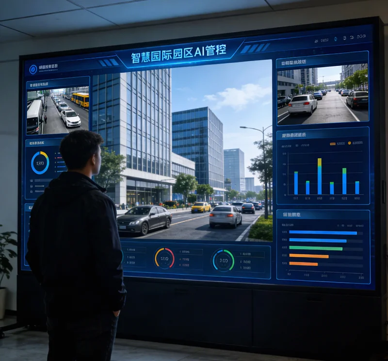 安装在产线上方的工业相机和光源，正在进行分拣识别