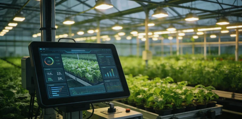 一个简洁的软件界面,展示设备实时振动频谱和健康评分,伴有红黄绿警报提示