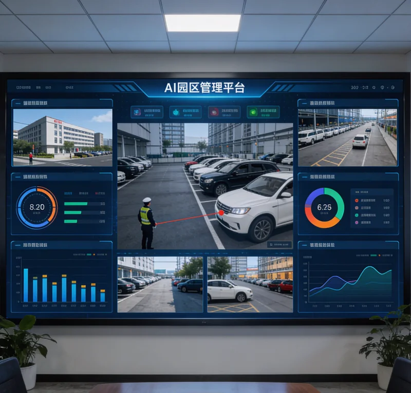 一个简洁的工厂能耗数据监控看板屏幕,显示关键设备的实时功率与能耗分析曲线