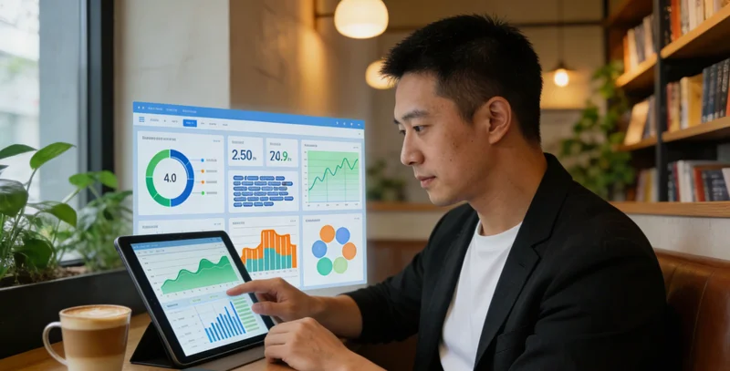 车间管理人员正在查看生产质量数据看板