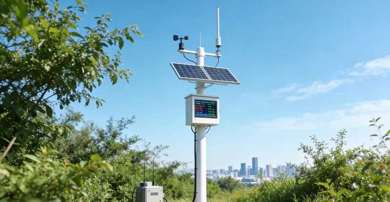 工业厂区边界处安装的噪声在线监测设备