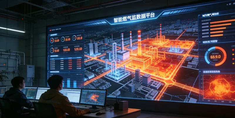 IDM工厂动力站房内，工程师正在查看能源监控屏幕