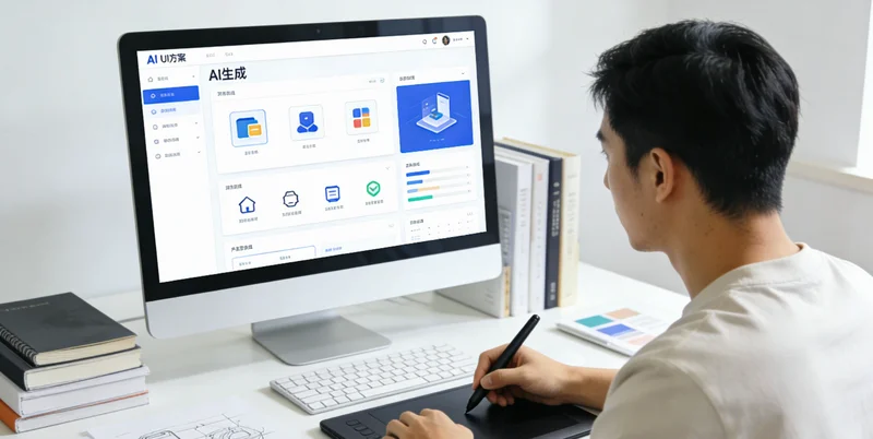 工人与AI视觉检测屏幕协同工作的场景,屏幕上显示着工件的实时检测结果。