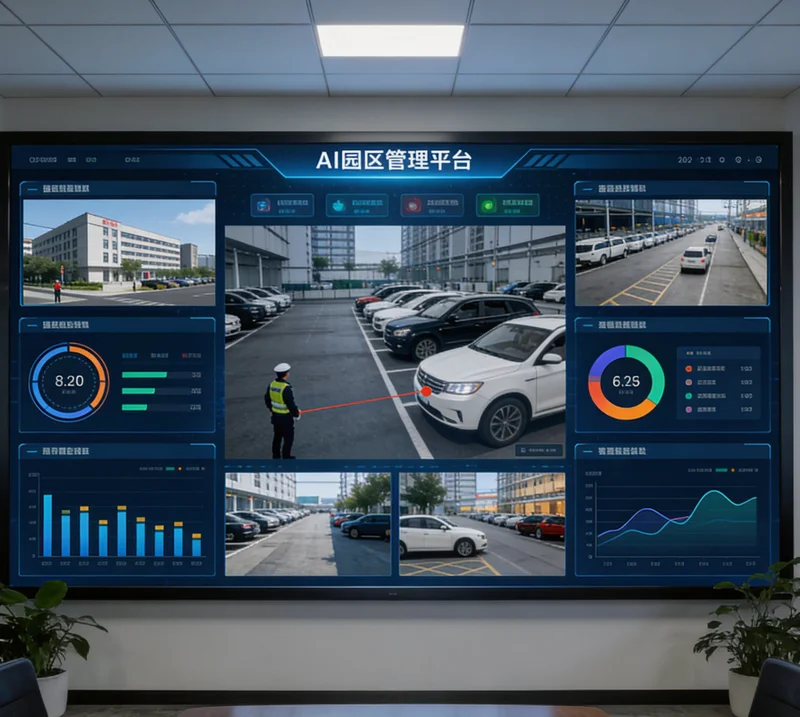 猪舍内部，摄像头安装位置示意图及AI识别界面