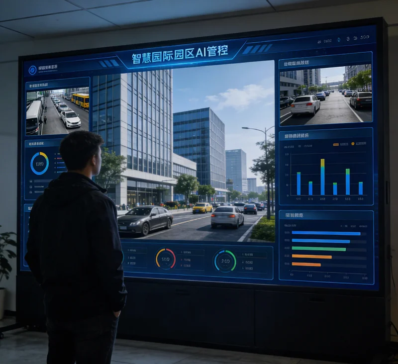 安装在奶粉生产线旁的AI视觉检测设备特写,包含工业相机和光源