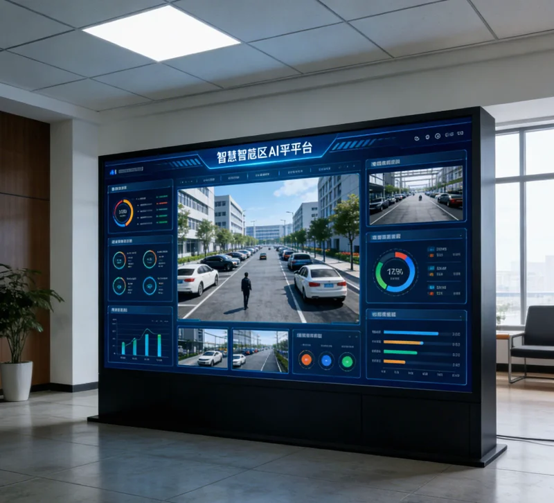 面粉加工车间内，摄像头安装在有防尘护罩的支架上，背景可见管道和设备