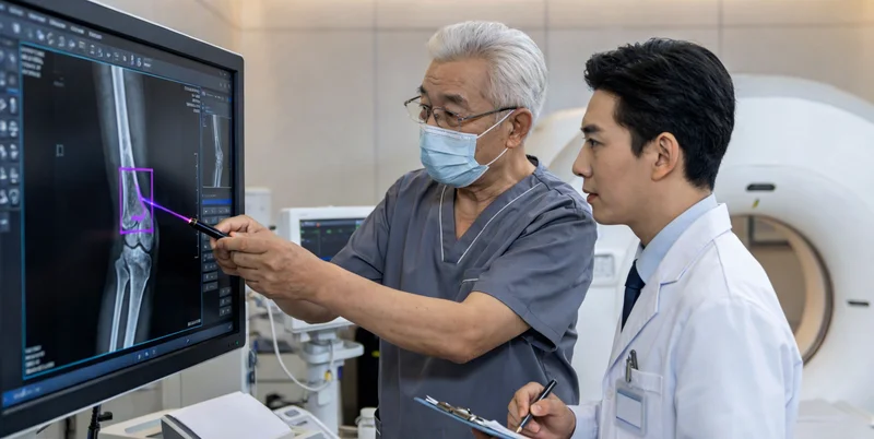 体检中心导诊台前,多名客户手持报告排队等待咨询