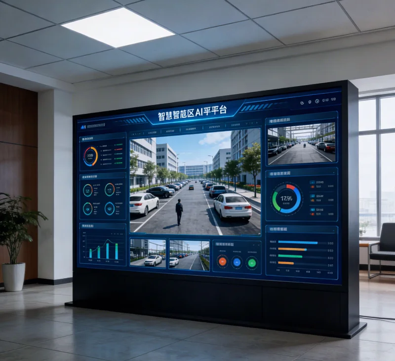 电脑屏幕上显示着一份融合了原始检验数据和AI生成的分析摘要与趋势图表的报告界面