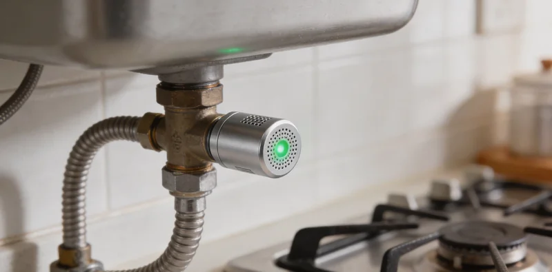 建筑工地夜间施工场景,突出噪声监测设备与居民区位置关系