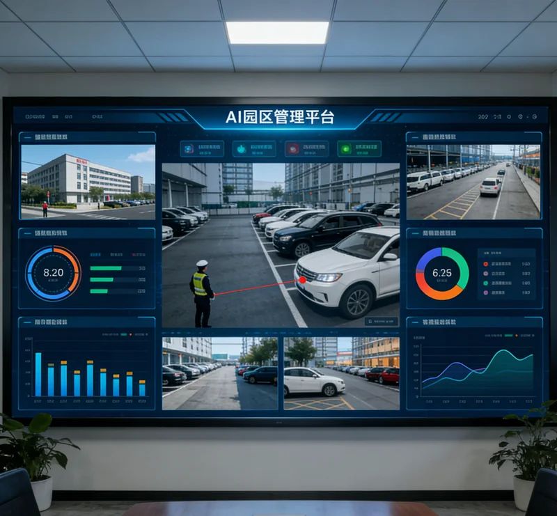 AI瓦斯监测系统后台界面,显示车间平面图与实时数据曲线