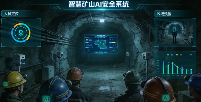 电力机车车间内，工人在进行焊接作业，周围有警示区域标识