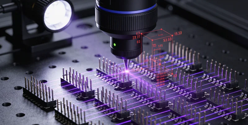 射频治疗仪生产车间,工人正在用卡尺手动测量电极片尺寸