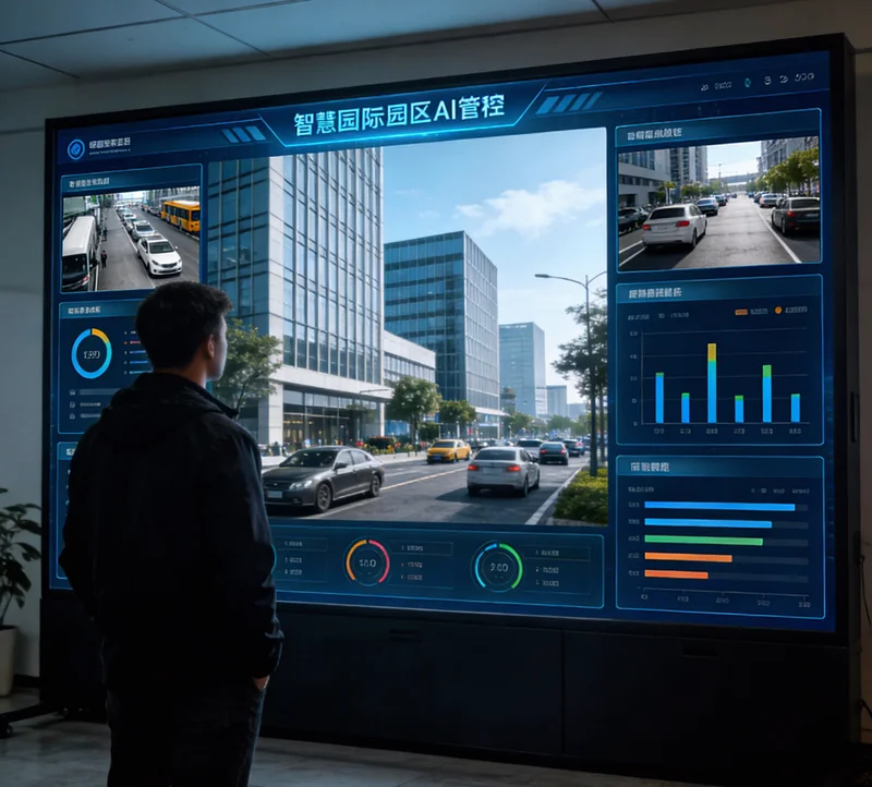 AI设备健康管理平台大屏，显示多台设备实时状态与预警信息