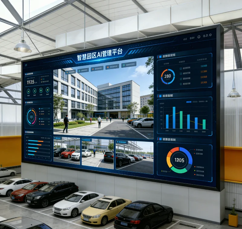 示意图：摄像头正在自动识别传送带上的物流纸箱面单信息，并显示在电脑屏幕上