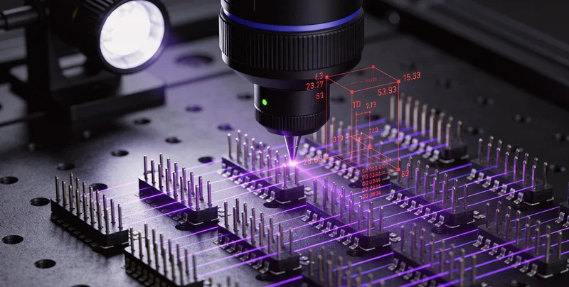 超声波流量计生产车间内，工程师正在操作精密标定设备