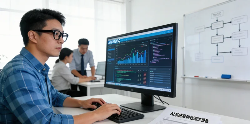 电脑屏幕上并列显示AI筛选结果与人工筛选结果的对比分析图表