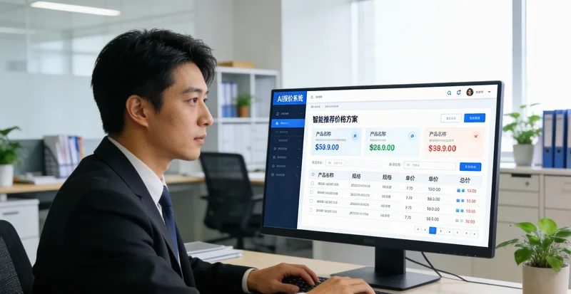 一位特需门诊医生在诊室电脑前书写病历，面露疲惫，旁边放着计算器，象征成本核算