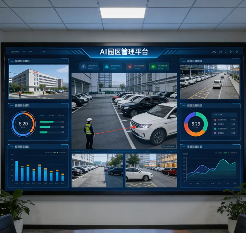 无人叉车正在仓库中通过摄像头识别纸箱上的面单信息