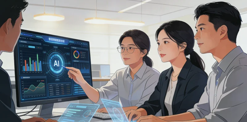 一位酒店市场总监深夜在办公室人工处理海量OTA评论的场景