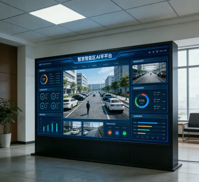 服务员手持点菜PAD,屏幕上显示AI智能推荐的菜品组合