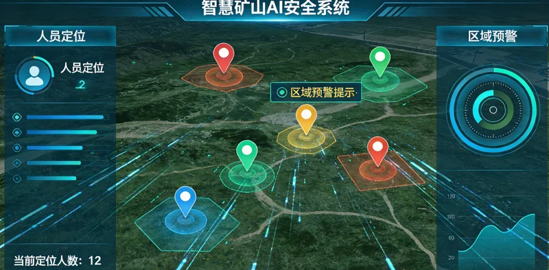 塑料模具车间内,注塑机合模区域被黄色警戒线标识,旁边有安全警示牌