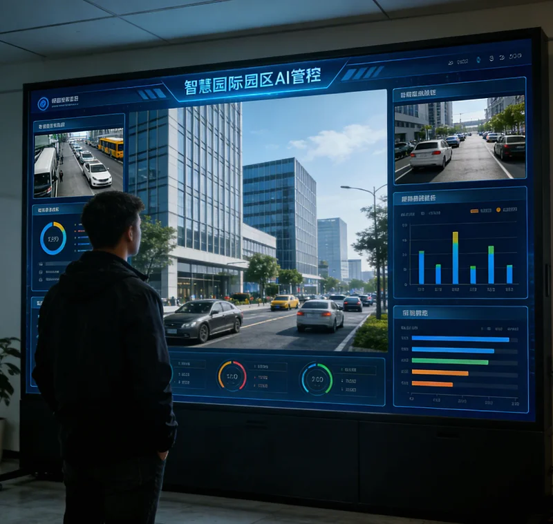 一张示意图:店长在平板电脑上查看AI生成的明日食材采购建议,同时与旁边的资深厨师进行沟通确认,体现人机结合。