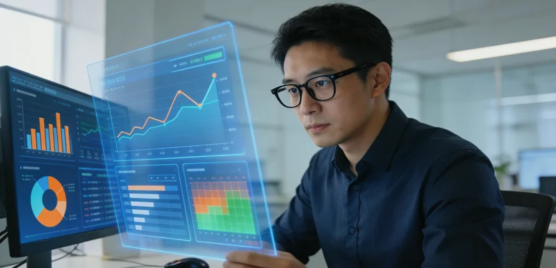 笔记本电脑屏幕上显示着客户分析和推广效果的数据图表