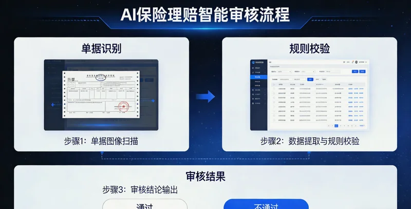 核赔员在堆积如山的理赔案卷中进行人工审核