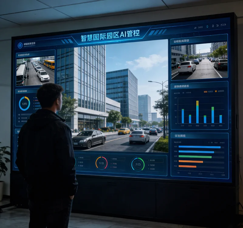 电脑屏幕上显示着AI需求预测系统的可视化看板,有趋势图和预警信息