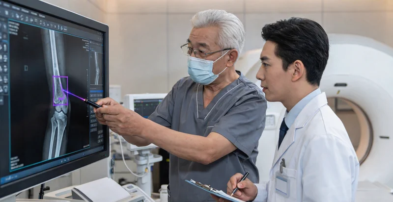 医疗器械仓库一角，部分货架堆满积压货物，部分货架空置