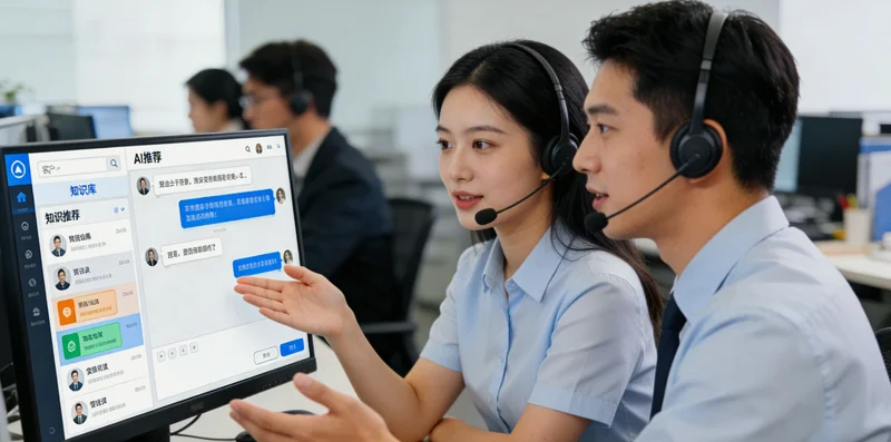 医疗器械公司客服人员接听大量咨询电话的场景